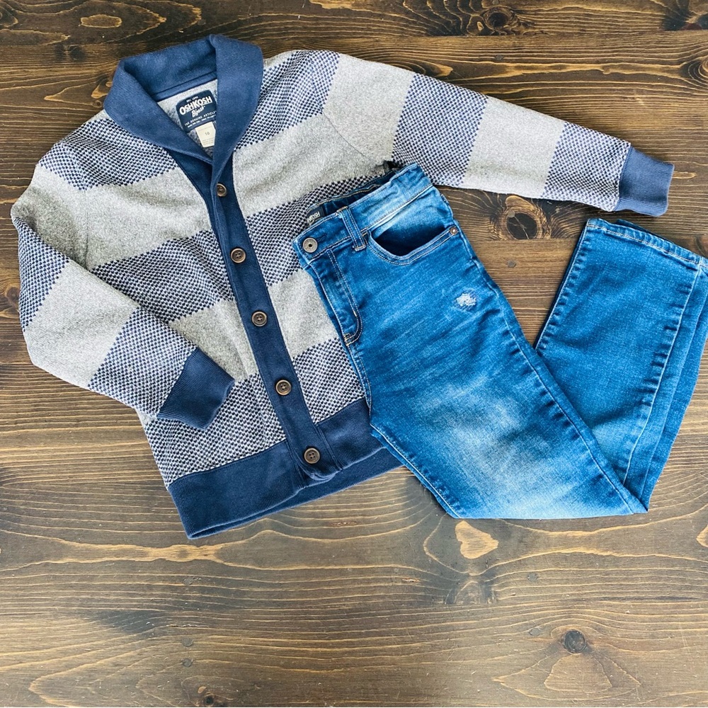 OshGosh Boys Winter Sweater & Straight Jeans Size 10